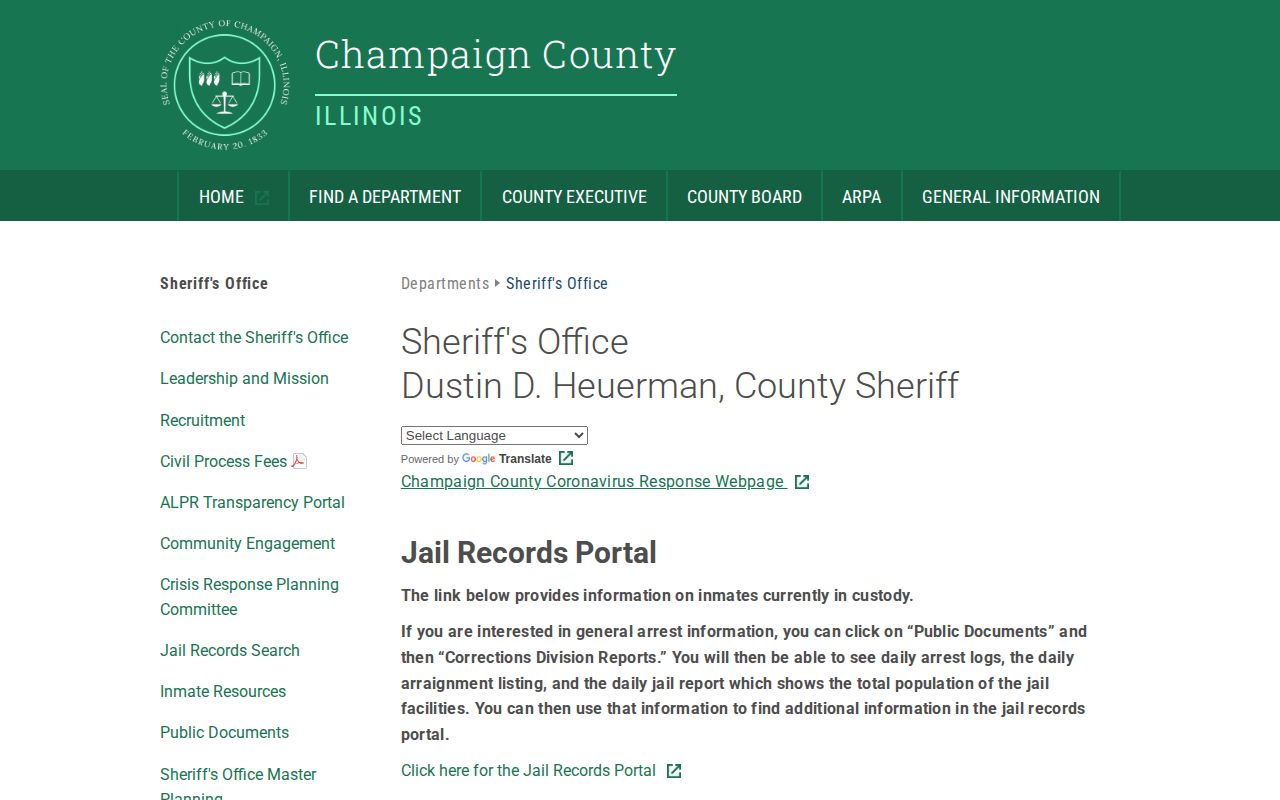 Champaign County inmate lookup instructions