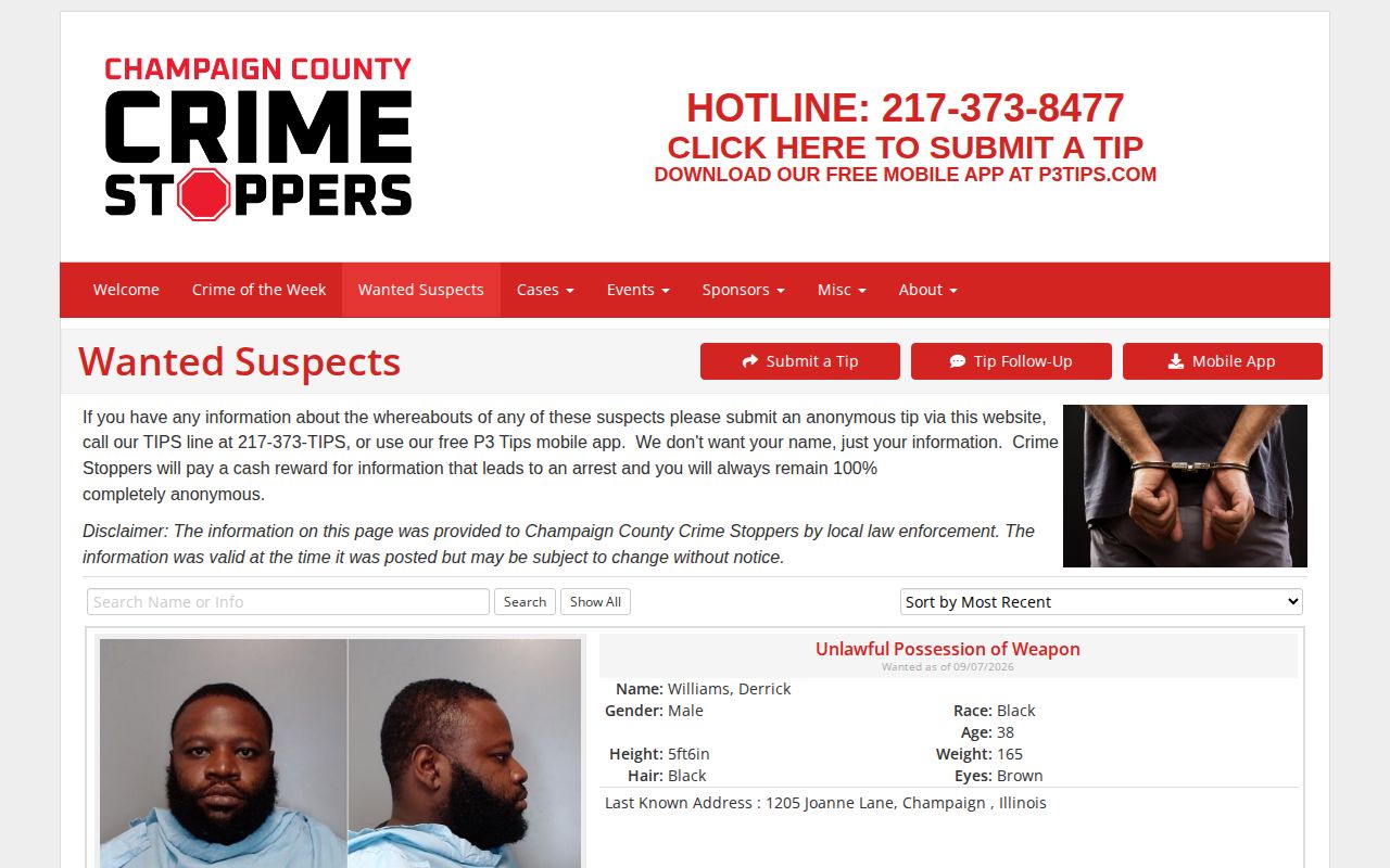 Champaign County Crime Stoppers wanted interface